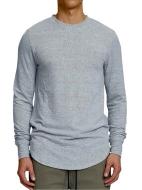 KUWALLATEE Men’s Upper Cut Long Sleeve Lightweight Sweater Shirt Grey Medium